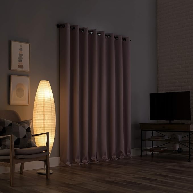 Sun Zero Nordic 2-pack Theater Grade Extreme 100% Blackout Grommet Curtain Panel Pair, 52" x 108", Blush