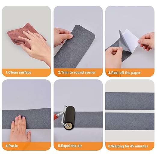 Qingluan Non-Slip Carpet Stair Treads, 10 Count, 32" x 4", Non-Skid Self Adhesive Tape for Indoor & Outdoor Steps, Staircases, Safety for Kids, Elders and Pets