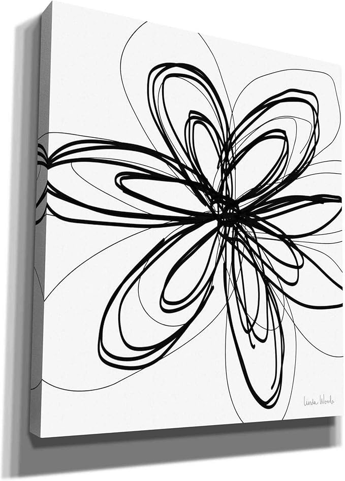 Epic Graffiti 'Black Ink Flower I' by Linda Woods, Canvas Wall Art, 26"x30"