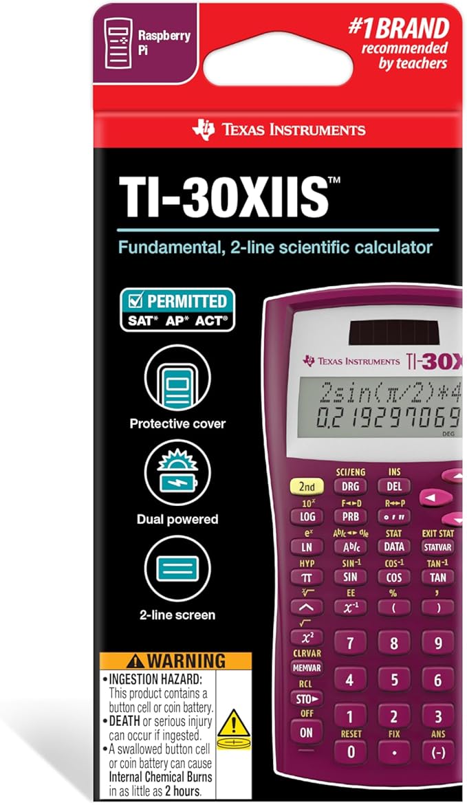 Texas Instruments TI-30XIIS Scientific Calculator, Raspberry Small