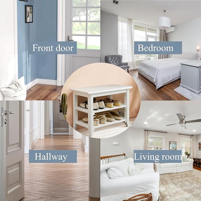 Shoe Rack Bench for Entryway with Storage, 24", 3-Tier Wooden Shoe Bench for Hallway, Front Door, Entrance, White