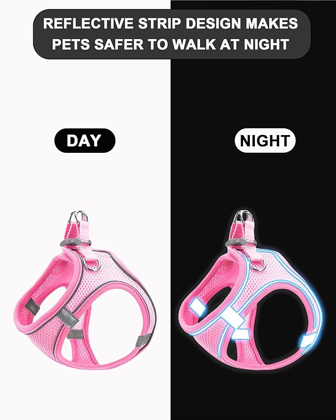 M Black Soft Mesh Dog Harness and Leash Set,No Escape Puppy Harnesses for Training Walking竊?Reflective Adjustable Puppy Vest for Small Medium Dogs, Cats (Black, M)