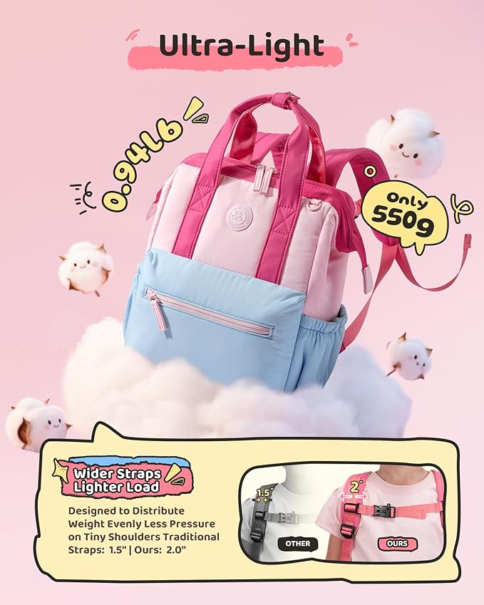 LOVEVOOK Kids Backpack for Girls 4-8 with Lunch Bag, Preschool Kindergarten Backpack for Girls, Large School Backpack Set for Elementary Soft Padded, Perfect for Travel and Daycare