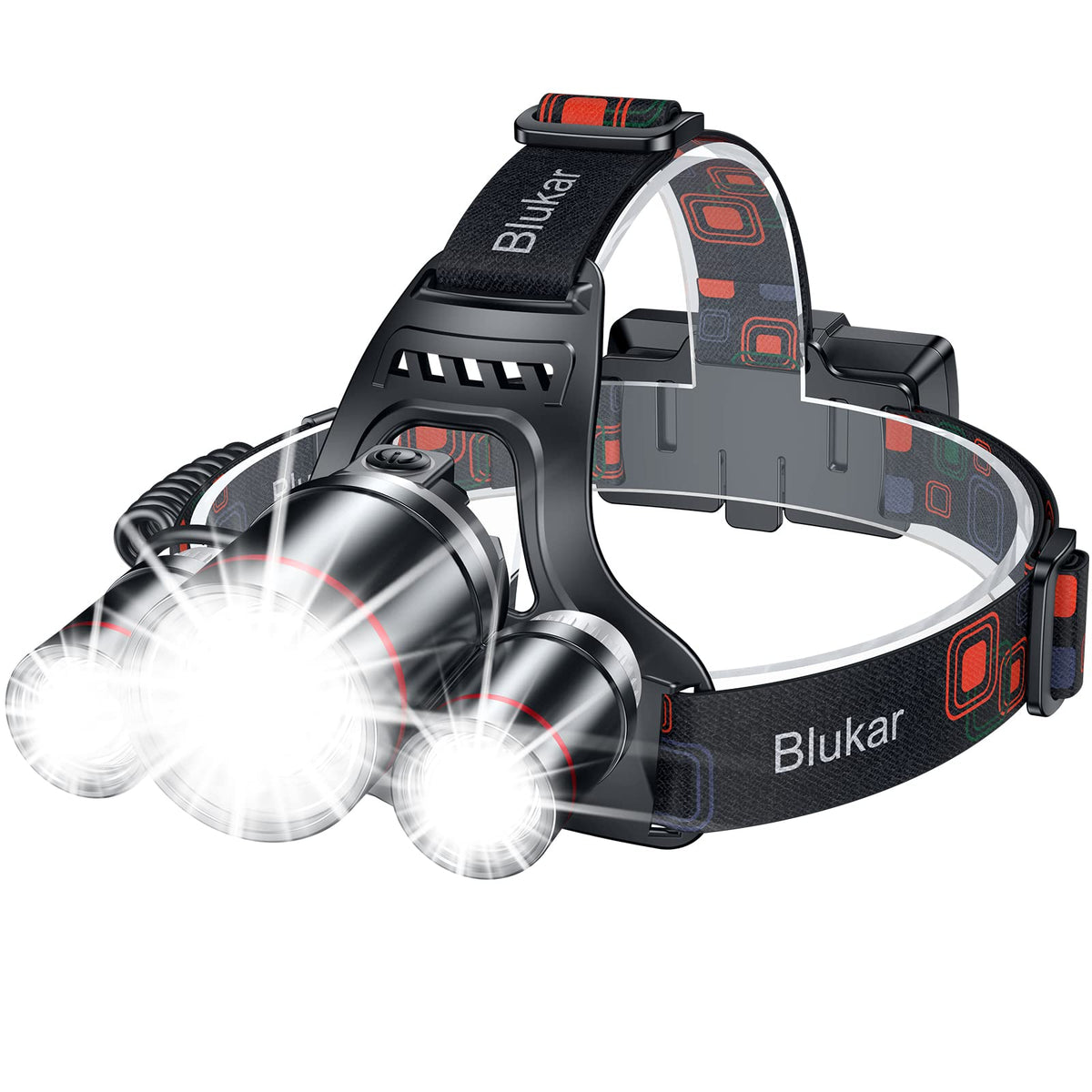 Blukar Rechargeable LED Headlamp | Hands-Free Camping Light
