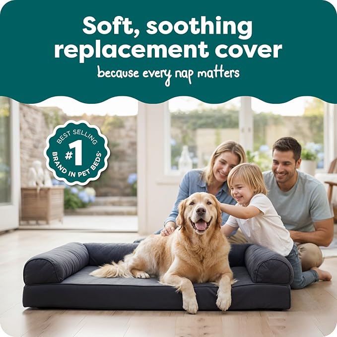 Furhaven Replacement Dog Bed Cover Quilted Sofa-Style, Machine Washable - Iron Gray, Jumbo (X-Large)