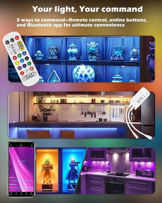 Cefrank Color Cabinet Lighting, Smart RGB LED Puck Lights Music Sync, Scene Modes, Color Changing LED Lights
