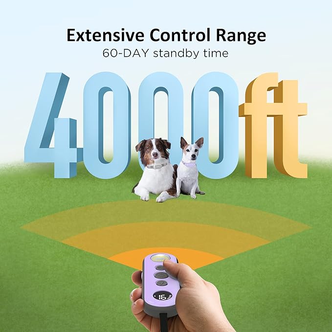 PATPET Shock Collar for Dogs(10-120lbs), 4000ft Rechargeable IPX7 Waterproof Training Collar with Remote for 2 Dogs- Electric Dog Collar for Small Medium Large Dogs 2 Packs