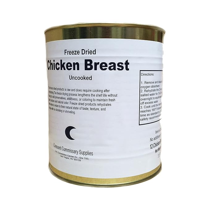 Freeze Dried Whole Chicken Breasts Can | Jarred and Packed Emergency Supply | Hunting, Survival, Camping, Backpacking Long Term Food Storage 25+ years shelf life | Easy Prep Survival Food 10 Size Cans