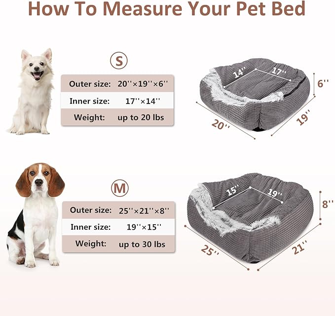 MIXJOY Dog Beds for Small Dogs, Rectangle Cave Hooded Blanket Puppy Bed, Luxury Orthopedic Cat Beds for Indoor Cats, Warmth and Machine Washable (20 inches, Grey)