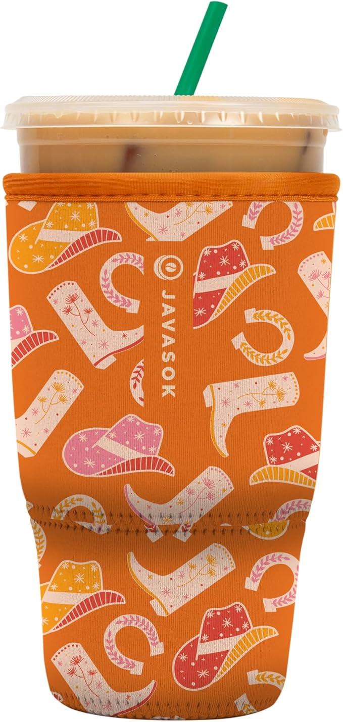 Sok It JavaSok Iced Coffee & Cold Soda Insulated Neoprene Cup Sleeve (Cowgirl Couture, Large: 30-32oz)
