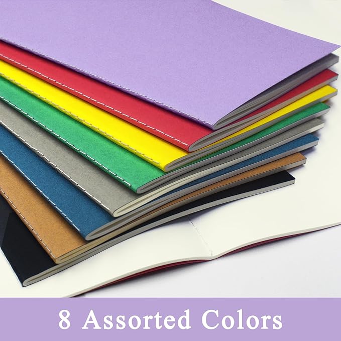 16 Pack Blank Books for Kids - 5.5"x 8.3", 60 Pages - Small Journals Bulk, Girls Notebooks for Drawing & Writing, Sketchbooks w/Colorful Soft Cover, Unlined Paper, A5 Travel Size