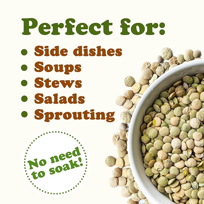 Food to Live - Whole Green Lentils, 2.5 Pound Dried Raw Lentils, Sproutable, Kosher, Vegan. Rich in Dietary Fiber, and Protein. No Soaking Required.
