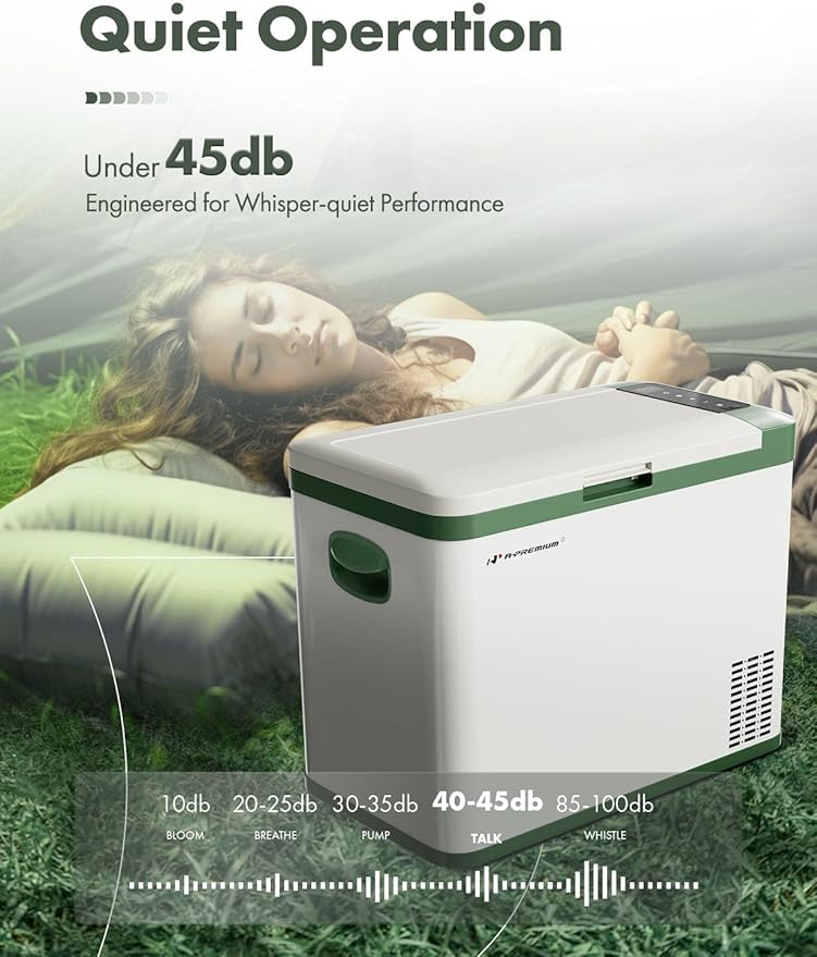 A-Premium 12 Volt Refrigerator 37QT/34.9L Portable Car Fridge Cooler, -4°F~68°F Portable Freezer Fast Cooling with 12/24V DC & 110/240V AC for Truck Outdoor Camping RV Roadtrips and Home Party Use