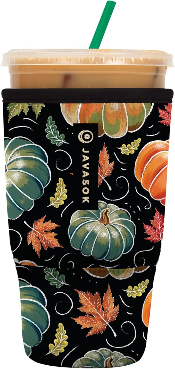 Sok It JavaSok Iced Coffee & Cold Soda Insulated Neoprene Cup Sleeve (Midnight Harvest, Large: 30-32oz)