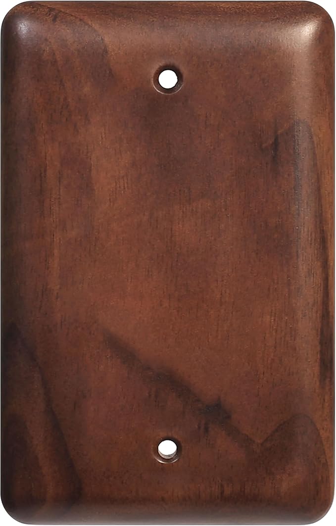 Gloss Finish Blank Wall Plate Solid Wood 1-Gang Cover Plate in Premium North American Walnut