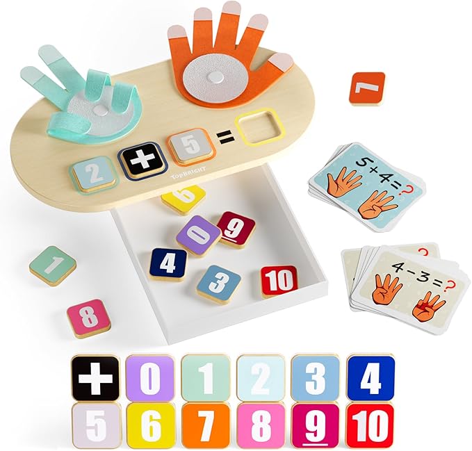 TOP BRIGHT Educational Learning Number Toy for Toddler - Finger Counting Math Toys, Homeschool Supplies for Math Manipulates, Number Counting Blocks for Kids, Montessori Toy for 3 Year Old