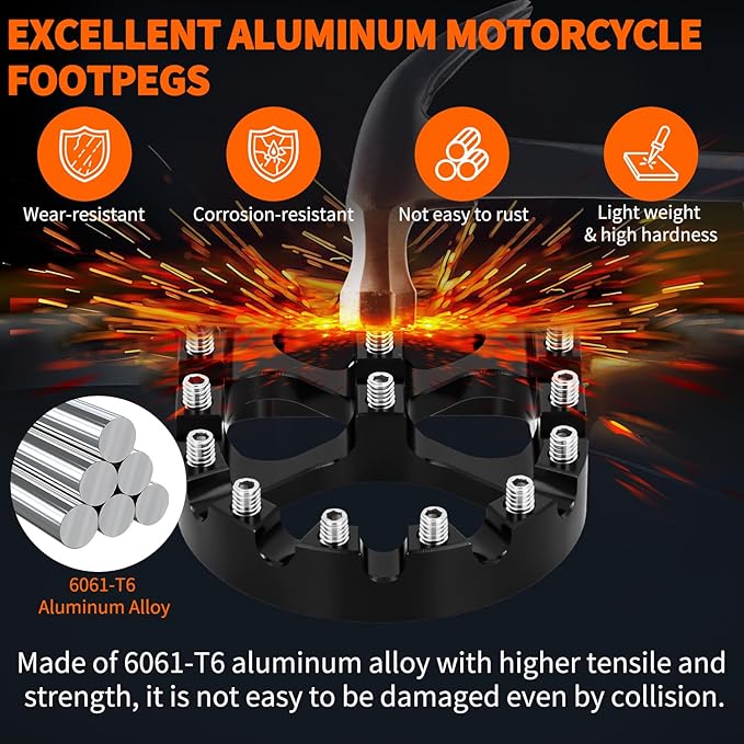 Nilight Motorcycle Foot Pegs Dirt Bike Footpegs Fit for Harley Dyna 1993-2017 Fatboy 1990-2017 Iron 883 2009-2017 Sportster 883 360° Rotating CNC Foot Pegs Heavy Duty Aluminum Alloy Peg Pedal, Black