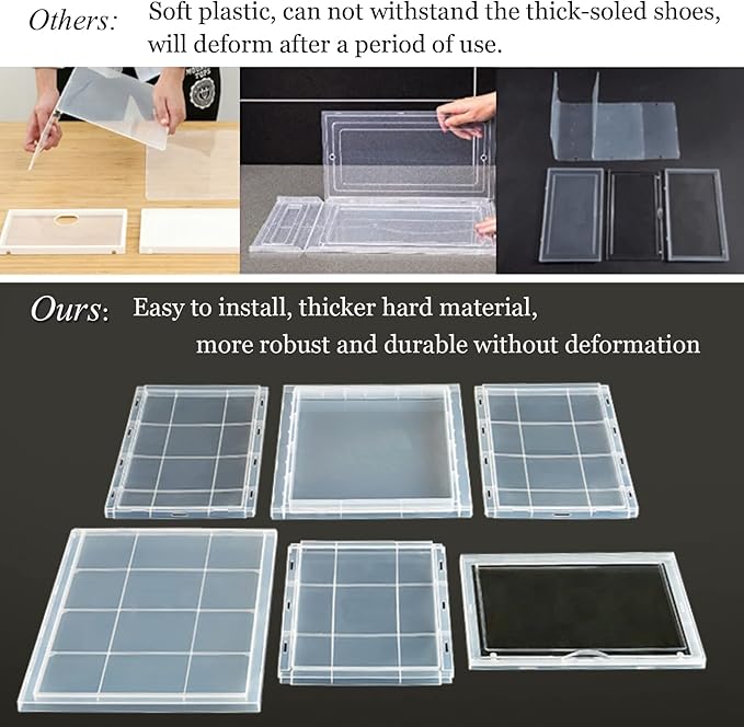 AOTENG STAR Clear Storage Box Womens Mens Shoe Display Box Plastic Foldable Stackable Shoe Container Clear Closet Shelf Organizer - 6 Pack