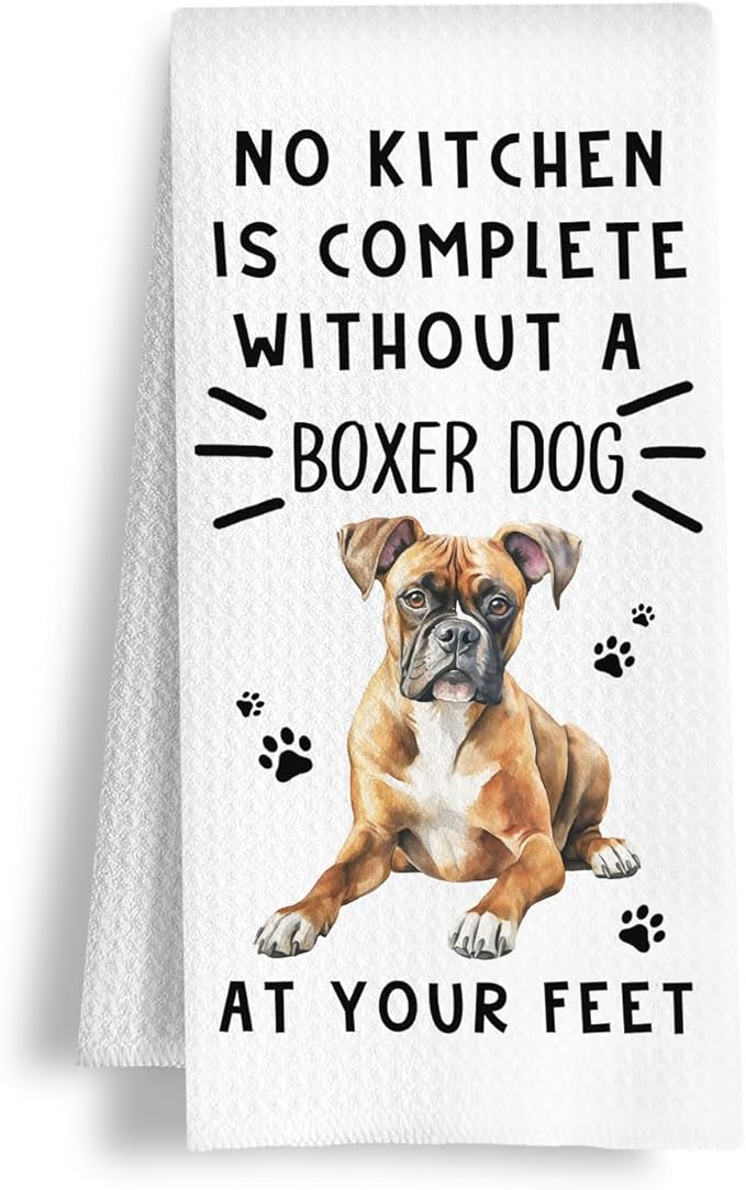 Funny Boxer Dog Hand Towels for Kitchen Home Bathroom Decor, A Kitchen is Not Complete Without A Boxer Dish Towel, Dog Lovers Gift, 16×24 Inch