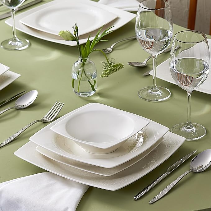 Karaca New Flava 24 Piece Porcelain Dinnerware Set for 6 People, Elegant Porcelain Dishware with Dinner, Pasta, Side Plates, Bowls, Kitchen Essentials Durable, Resistant, Ideal for Dinner Serving