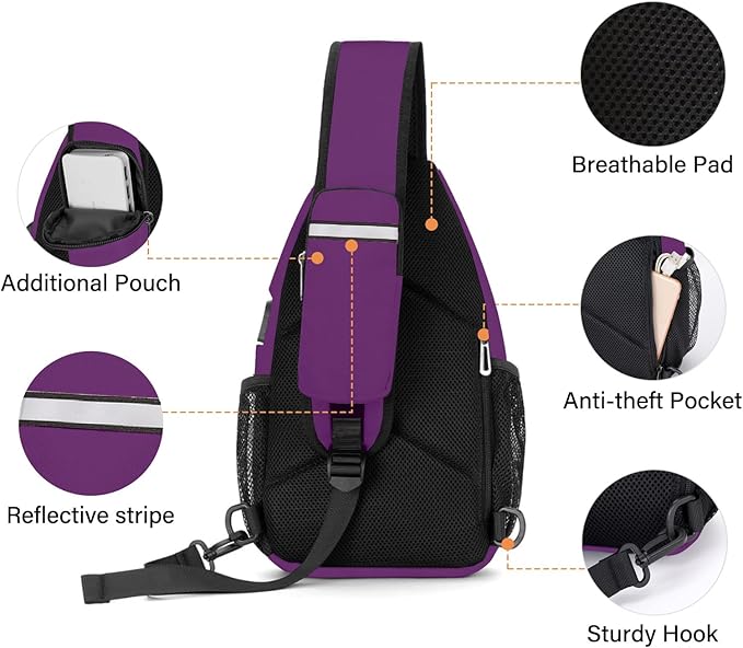 MOSISO Sling Backpack Bag, Crossbody Shoulder Bag Travel Hiking Daypack Chest Bag with Front Square Pocket&USB Charging Port