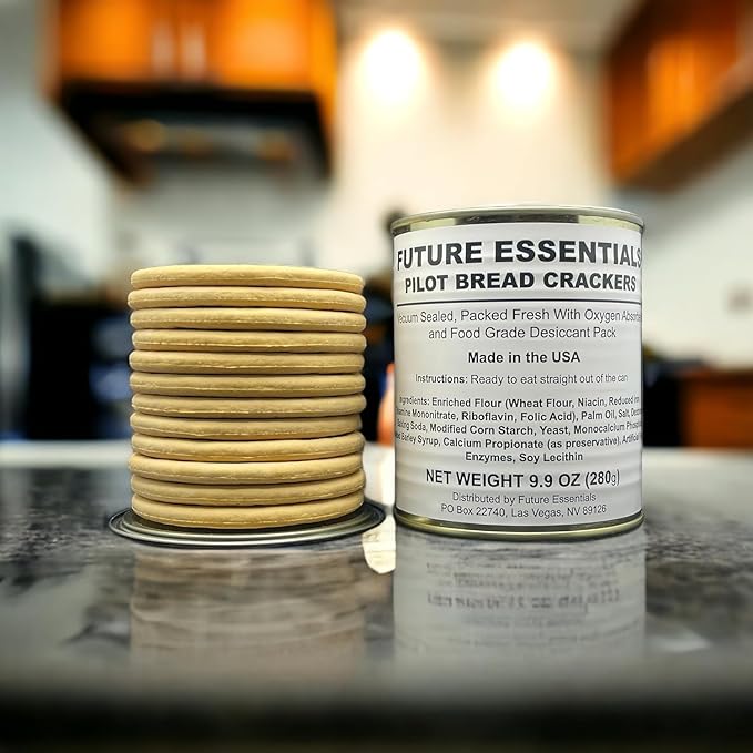 Future Essentials Sailor Pilot Bread Crackers 9.9 Oz per Can Ship’s Biscuit Ready to Eat Survival Food #2.5 Can (12 Servings Each) Pack of 6 Long-Term Emergency Storage Food 30-Year Shelf Life