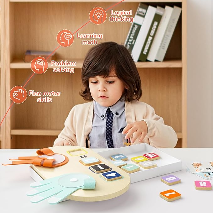 TOP BRIGHT Educational Learning Number Toy for Toddler - Finger Counting Math Toys, Homeschool Supplies for Math Manipulates, Number Counting Blocks for Kids, Montessori Toy for 3 Year Old