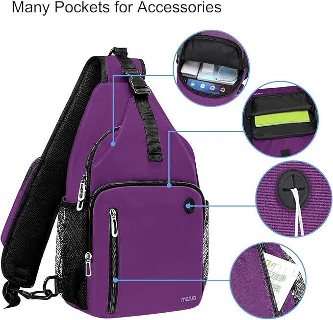 MOSISO Sling Backpack Bag, Crossbody Shoulder Bag Travel Hiking Daypack Chest Bag with Front Square Pocket&USB Charging Port