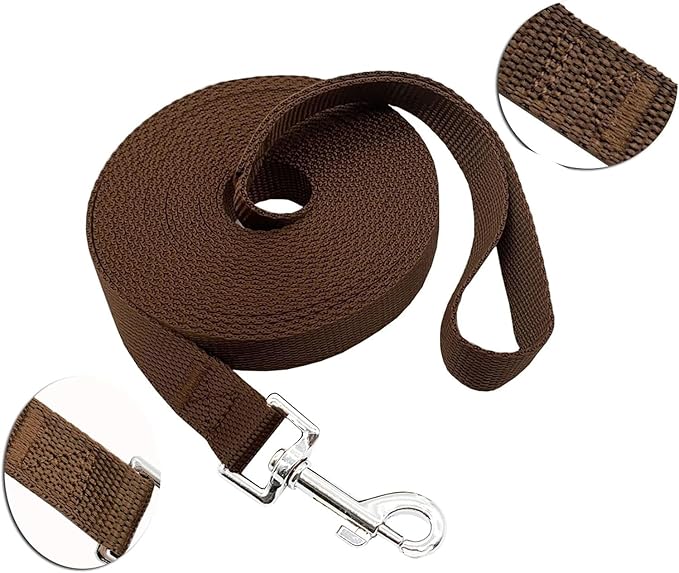 Nylon Training Dog Leash for Small Medium Large Dogs, 15ft 20ft 30ft 50ft 100ft Long Leash Dog/Puppy Lead for Obedience Recall Training, Camping