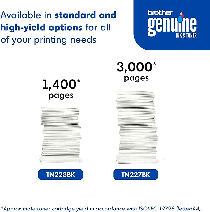 Brother Genuine TN223BK, Standard Yield Toner Cartridge, Replacement Black Toner, Page Yield Up to 1,400 Pages, TN223, Amazon Dash Replenishment Cartridge