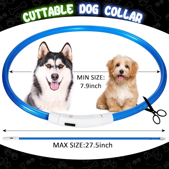 Frienda 4 Pcs Dog Collar LED USB Rechargeable Lights Dog Necklace Collars Doggy Lights for Night Walking Adjustable Safety Lamp Pet Collars for Large Medium Small Puppy(Classic Style,Green, Blue)