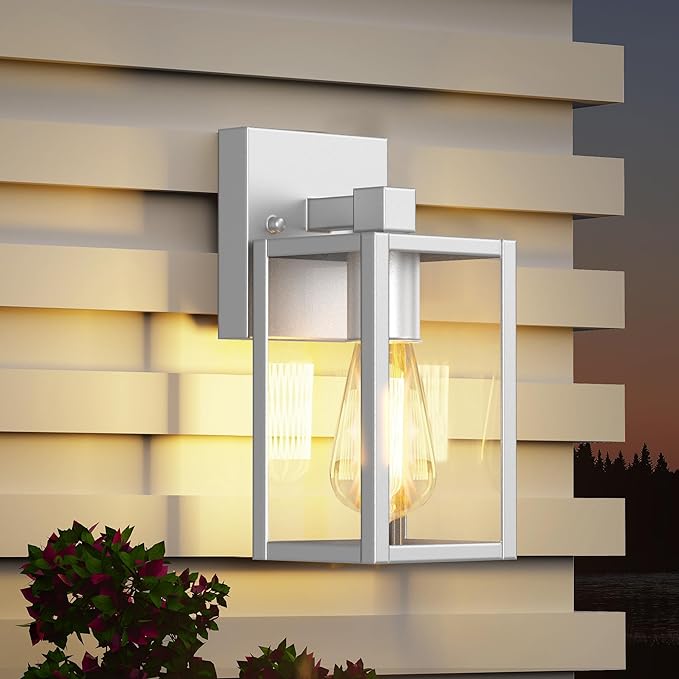 WIHTU Outdoor Lights for House, LED Exterior Front Porch Light Fixtures for Outside, Waterproof Wall Light Outdoor, Sconce Lights for Patio, Garage, Doorway, Entryway (Silver)