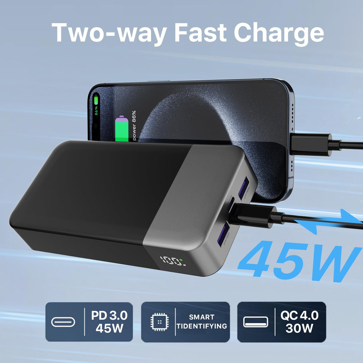 NOBIS Portable Power Bank - 45W, 20000mAh
