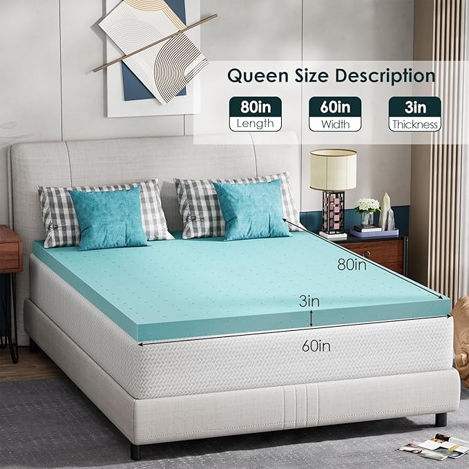 FDW | 6" Queen Mattress + 3" Cooling Mattress Topper | Gel Memory Foam | Medium Firm Feel | White | with Washable Cover for Cool Sleep and Pressure Relief | Bed in a Box, CertiPUR-US Certified