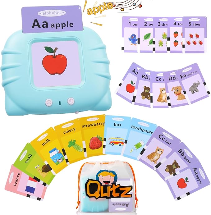 QuTZ ABC Talking Flash Cards for Toddlers 2-4, Autism Toys, Speech Therapy Toys, Educational ABC Learning Talking Sight Words Flash Cards Kindergarten for Boys and Girls, 248 Sight Words Blue