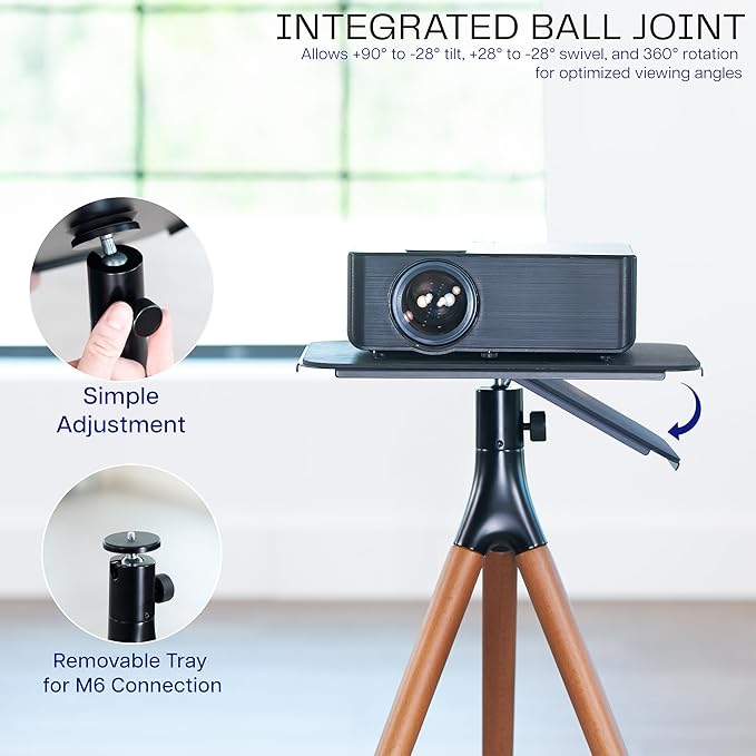 VIVO Easel Studio Projector Stand with Full Tray Articulation, Tripod Base, Dark Walnut, STAND-VP02D