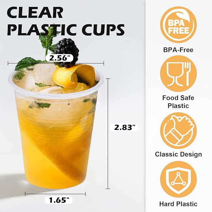 600 Pack 5 oz Clear Plastic Cups, Small Bathroom Cup Bulk, Disposable Mouthwash Cup, Cold Party Drinking Cups for Picnics, Ceremonies, Events