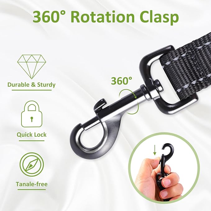 ECO-CLEAN 6 Ft Reflective Dog Training Leash, Shock Absorbing Retractable Strong Dog Leash for Medium Large Dogs