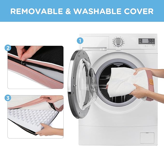 Sunheir Washable Medium Dog Bed Covers Soft Plush Replacement, Waterproof Dog Bed Liner, Pet Bed Cover with Zipper 30x20x3 Inches, Pink, Cover Only