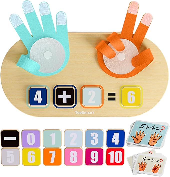TOP BRIGHT Educational Learning Number Toy for Toddler - Finger Counting Math Toys, Homeschool Supplies for Math Manipulates, Number Counting Blocks for Kids, Montessori Toy for 3 Year Old