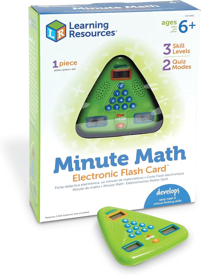 Learning Resources Minute Math Electronic Flash Card - Classroom Must Haves, Homeschool Supplies, Math Manipulatives, Multiplication Chart, Educational Toys for Toddlers, Back to School
