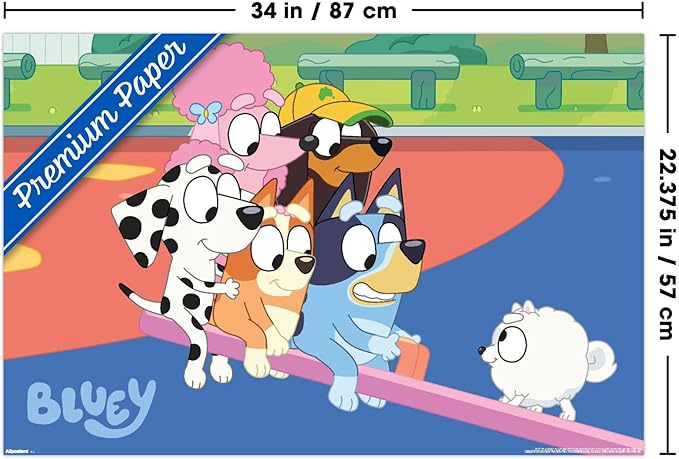 Bluey (2018) - Bluey and Friends See Saw Fun Wall Poster, 34L" x 22.4W", Premium Unframed Version