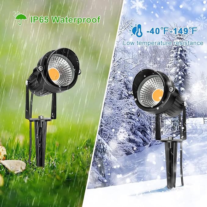 LightingWill 5W LED Landscape Lights, Warm White 3000K-3500K, Waterproof DC 12V COB LED Outdoor Wall Spotlight Low Voltage Garden Tree Spot Lighting for,Yard,Pathways,Fence (4 Pack)