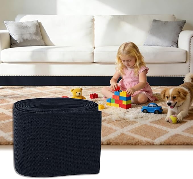 Sokfone Under Couch Blocker for Pets, Toys, Adjustable Elastic Strap to Prevent Items from Falling Under Beds, Sofas and Other Furniture,Fit Furniture with Short and Regular Legs (3in x 132in)