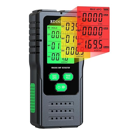 EMF Detector – 3-in-1 Electromagnetic Radiation Meter for AC Magnetic, AC Electric & Microwave Fields – Handheld EMF Reader for Home, Office & Smart Meters, Ideal for Non-Professional Users