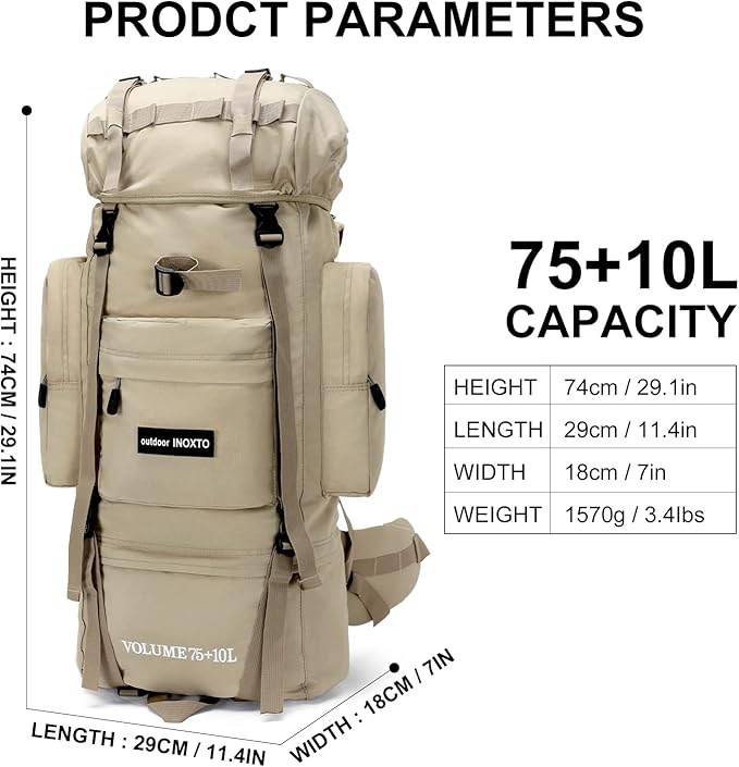 85L Lightweight Internal Frame Hiking Backpack for Men Women, Waterproof Travel Camping Backpack with Rain Cover