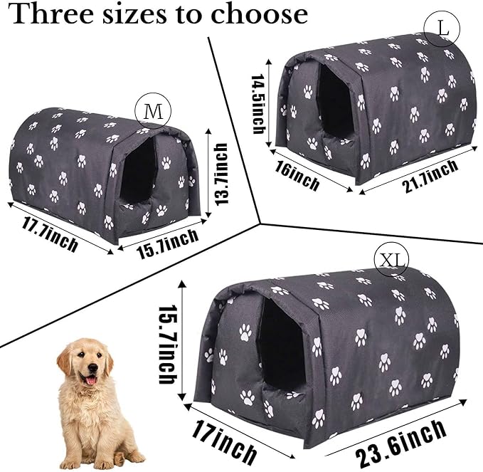 Fhiny Stray Cats Shelter, Waterproof Outdoor Cat House Foldable Warm Pet Cave for Winter Wild Animal Tent Bed Anti-Slip Kitten Cave for Feral Cat Dog Puppy Weatherproof Black