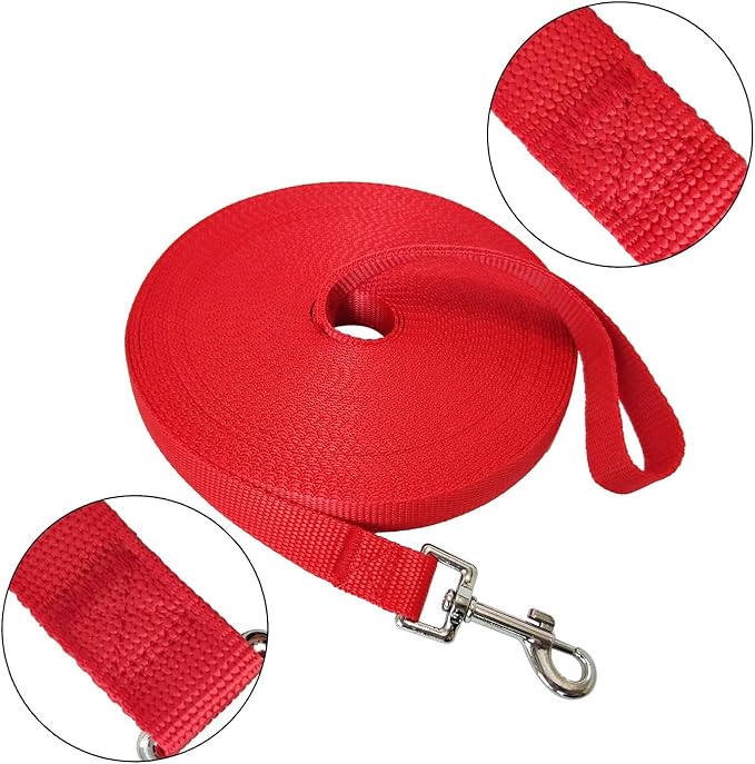Nylon Training Dog Leash for Small Medium Large Dogs, 15ft 20ft 30ft 50ft 100ft Long Leash Dog/Puppy Lead for Obedience Recall Training, Camping