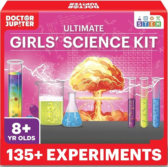 Doctor Jupiter Girls' Science Kit for Kids Ages 8-10-12-14 for 8,9,10+ Year Old Girls | Chemistry Set, STEM Toy Kit with 135+ Experiments | Learning & Educational Projects