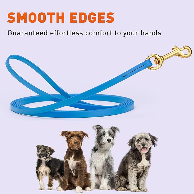 Viper Biothane K9 Working Dog Leash Waterproof Lead for Tracking Training Schutzhund Odor-Proof Long Line with Solid Brass Snap for Puppy Medium and Large Dogs, 20ft Cerulean Blue